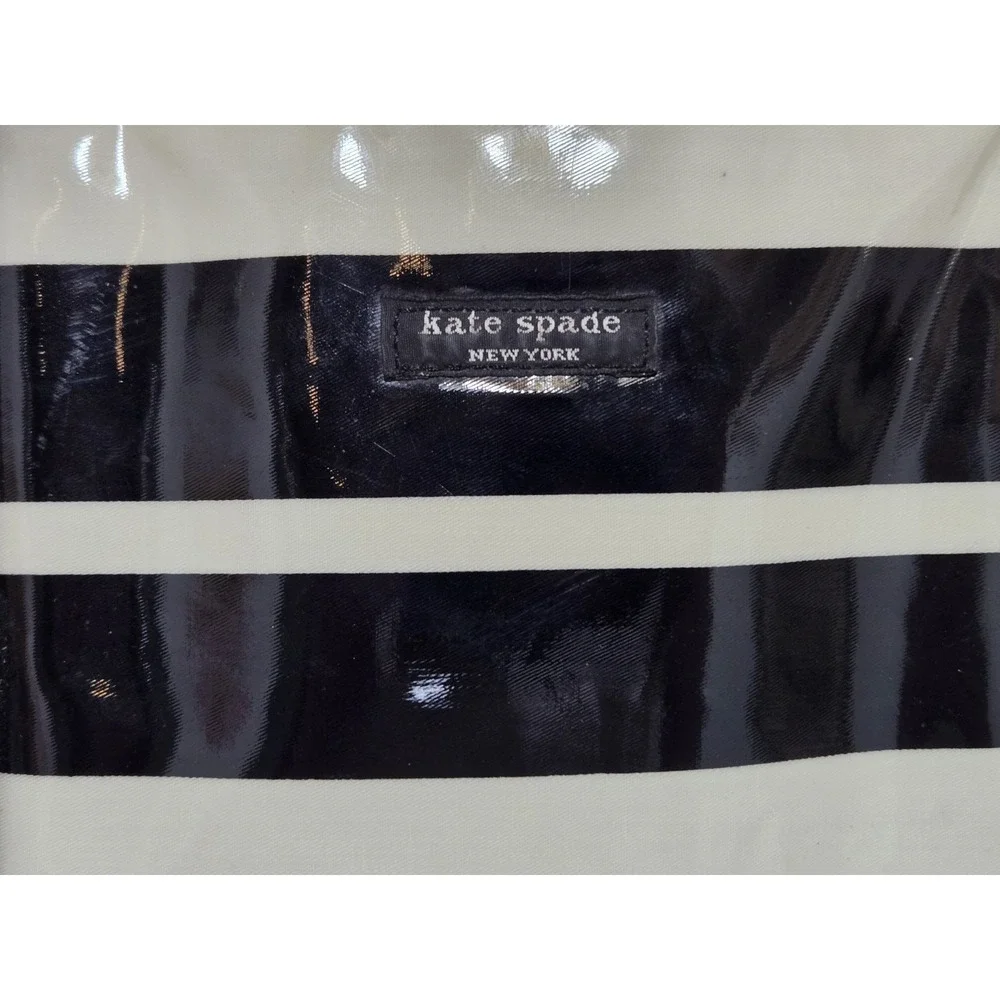 Kate Spade New‎ York Vinyl Tote Bag Black White Stripes Needs Cleaned Read!